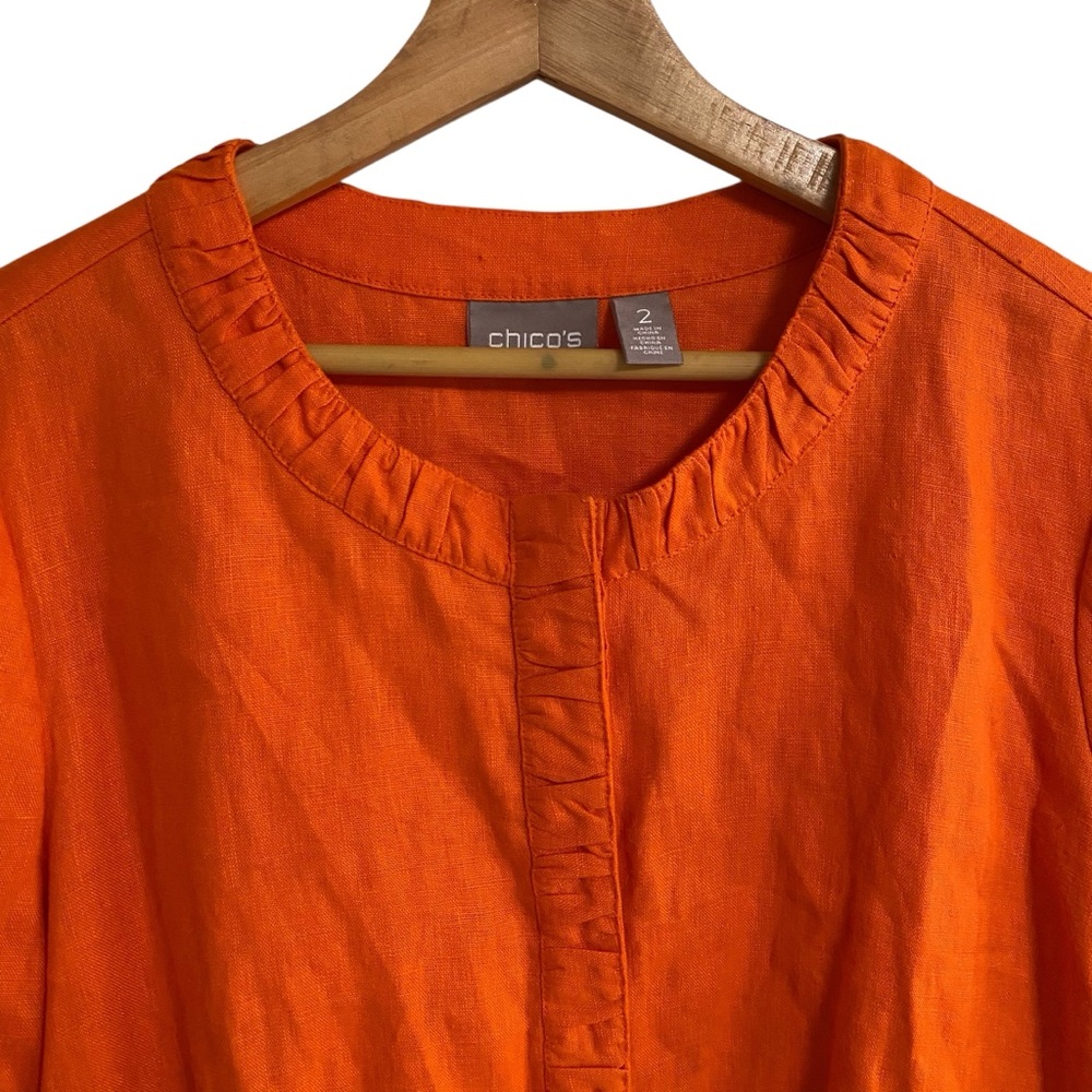 Chico’s Bright Orange Fall Snap Button Closure Li… - image 2